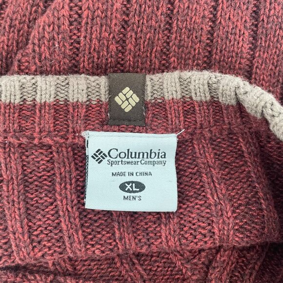 Columbia Mens XL Red Cotton Sweater With Ribbed Knit Design - Picture 3 of 7